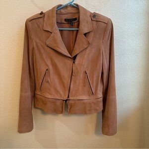 White House Black Market Women's Tan Suede Leather Jacket size M